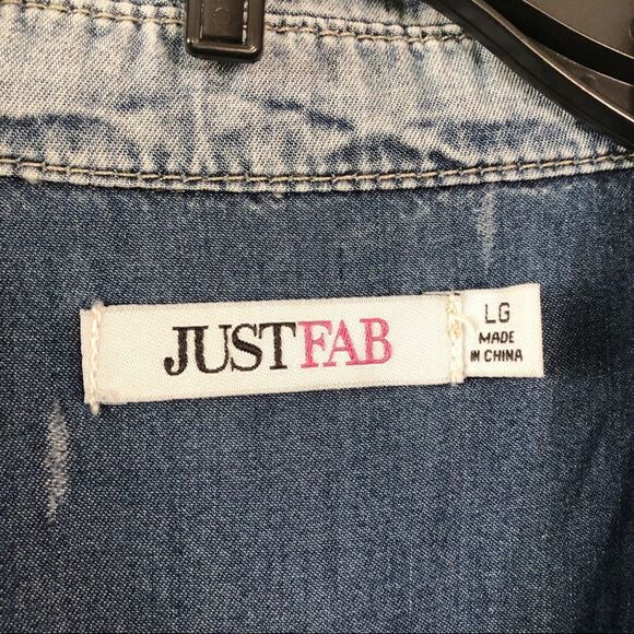 JUSTFAB Chambray Shirt Jumpsuit L - Picture 7 of 8